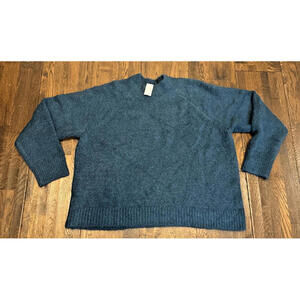 Banana Republic Fuzzy Mock‑Neck Sweater – Women’s XL Deep Teal Wool Blend NEW!